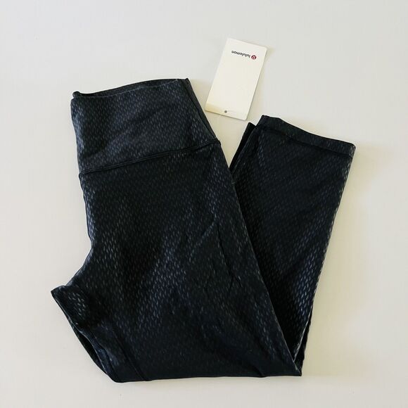 LULULEMON ATHLETICA Diverge Emboss Black Align HR Crop 21" Leggings - US 10 - Picture 3 of 7